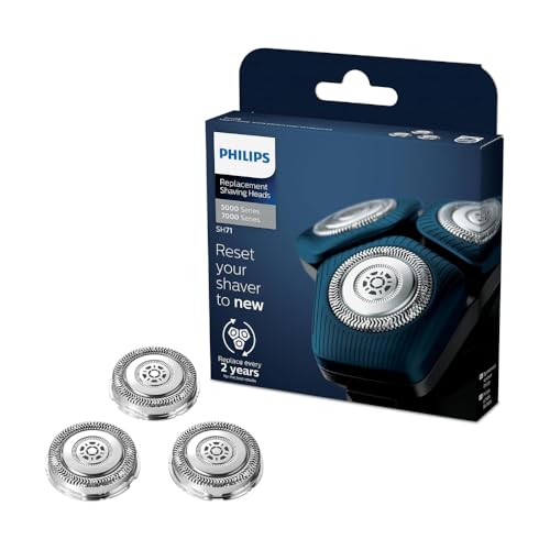 PHILIPS Replacement Electric Shaver Heads Compatible with Series 7000 and Angular-Shaped Series 5000, SteelPrecision Blades, 3-Pack, SH71/51