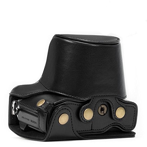 MegaGear MG636 Olympus OM-D E-M10 Mark II, E-M10 (14-42mm) Ever Ready Leather Camera Case and Strap - Black