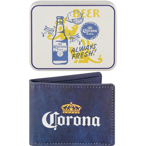 Concept One Corona Extra Bifold Wallet, Slim Wallet with Decorative Tin for Men and Women, Multi, Multi, Corona Extra Bifold Wallet, Slim Wallet with Decorative Tin for Men and Women
