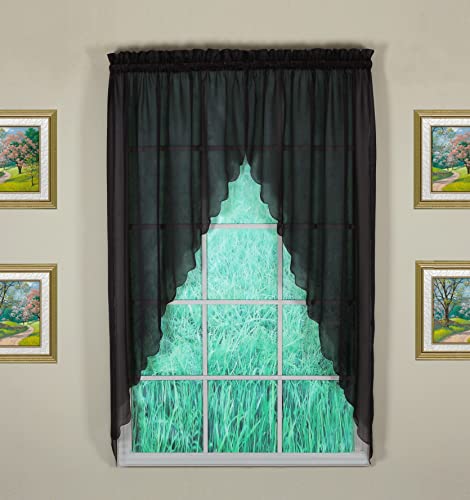 Today's Curtain Emelia Original Voile Swagger Pair 63", Black, 90" W x 63" L