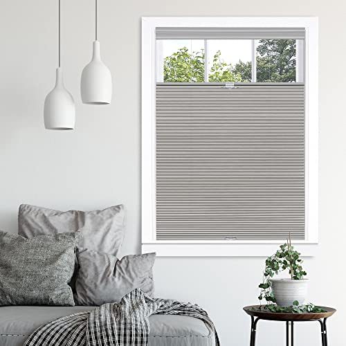 Cordless Room Darkening Cellular Pleated Window Shades - 35 Inch Width, 64 Inch Length - Dove Grey - Light Filtering Top-Down Honeycomb Pull Down Blinds for Windows and Skylights by Achim Home Decor