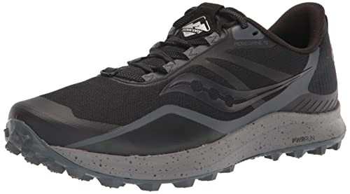 Saucony Men's Peregrine 12 Trail Running Shoe, Black/Charcoal, 11