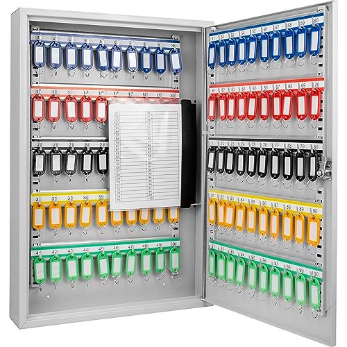 BARSKA 100 Position Key Cabinet with Key Lock CB12956, Gray, 1-(Pack)
