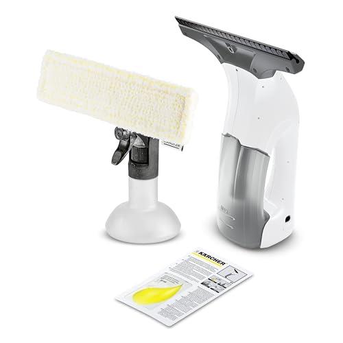 KÄRCHER Cordless Window Vac WV 1, White With Spray Bottle/Microfibre Cloth, Run Time: 20 min, 250mm Nozzle, Weight: 0.5 kg, Cleaning Area Approx 70m²