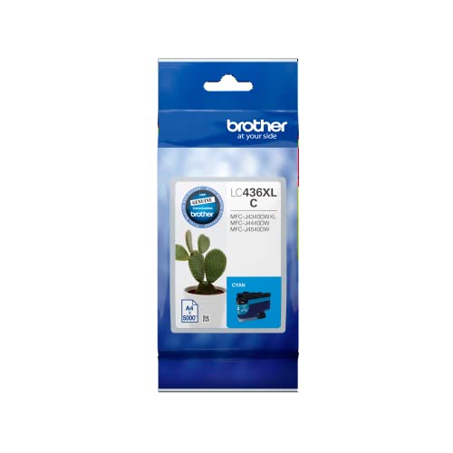 Brother Genuine LC436XLC High-Yield Ink Cartridge, Cyan, Page Yield Up to 5000 Pages, for Use with: MFC-J4440DW, MFC-J4540DW, MFC-J4340DW XL, High-Yield Capacity