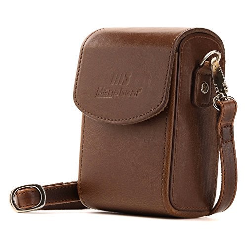 MegaGear MG1505 Canon PowerShot SX740 HS, SX730 HS Leather Camera Case with Strap - Dark Brown