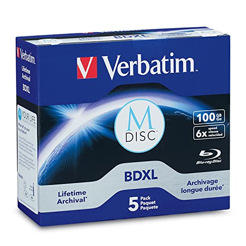 Verbatim M-Disc BDXL 100GB 5pk Jewel Case 4X Archival Discs