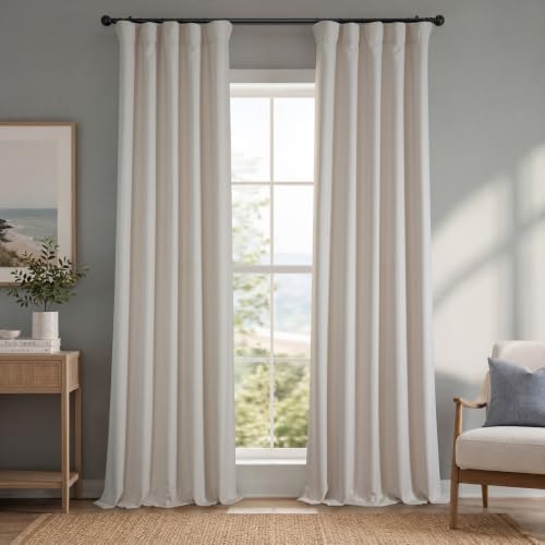 HPD Half Price Drapes Faux Linen Room Darkening Curtains - 120 Inches Long Luxury Linen Curtains for Bedroom & Living Room (1 Panel), 50W X 120L, Birch