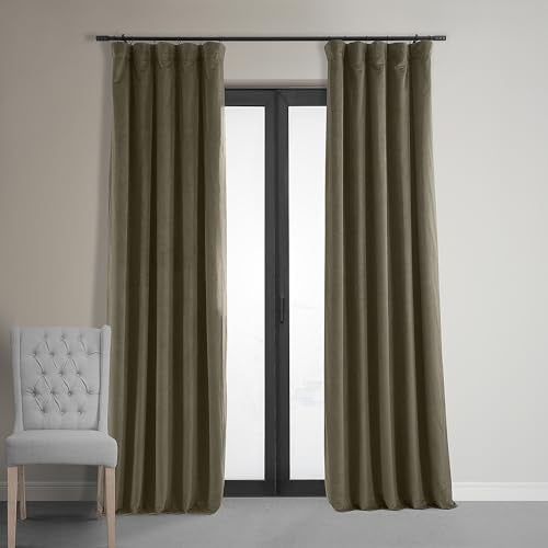 HPD Half Price Drapes VPCH-181200-84 Signature Blackout Velvet Curtain, 50 X 84, Denver Taupe