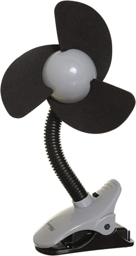Dreambaby Deluxe EZY-Fit Clip-on Fan with Soft Fins - Perfect for Strollers, Cribs, Wheelchairs, Beach, and Pool - Black