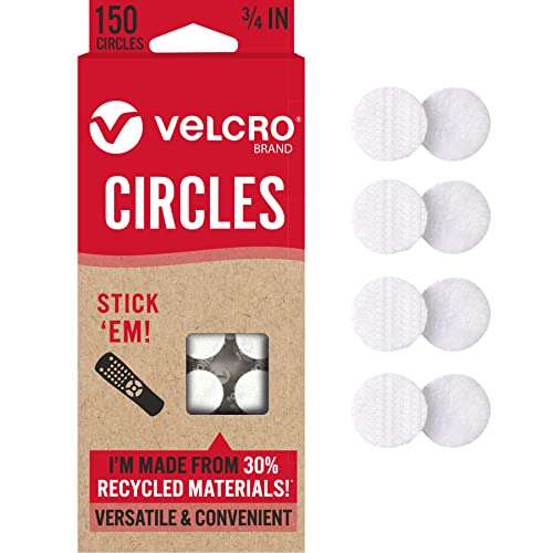 Velcro ECO Collection Stick Em Circles Adhesive Dots, White, 3/4 Inch (150 Pack)