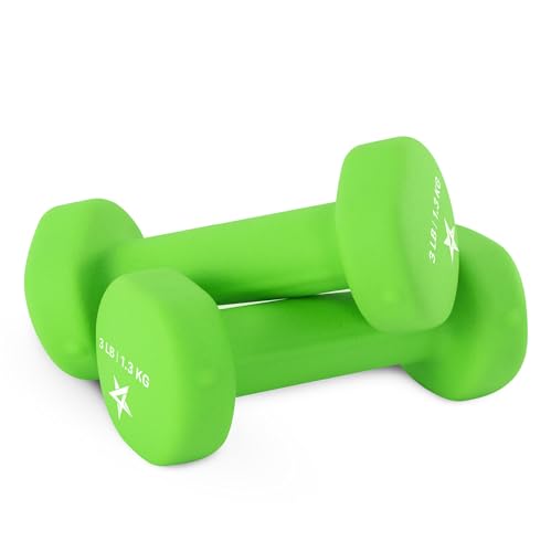 Yes4All Neoprene Dumbbells Set of 1-Pair: 3 lbs (6 lbs Total) - ²D5XIZ, A1-Light Green-3 lbs (Pair)