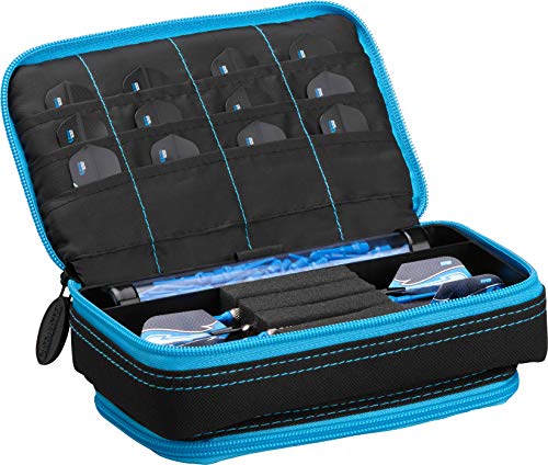 Casemaster Plazma Plus Black and Trimmed Dart Case with Phone Pocket, for Both Steel tip and Soft tip Dart Sets, Unisex-Adult, Plazma Plus, Blue