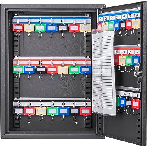 Barska Adjustable Key Cabinet Lock Box with Colorful Key Tag Labels - 42 Position - Key Lock