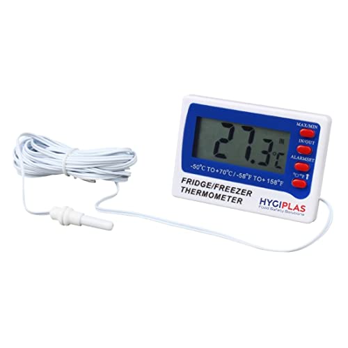 Hygiplas Digital Fridge Freezer Thermometer, White