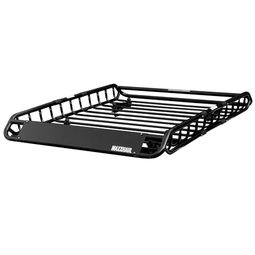 MaxxHaul 70115 46" x 36" x 4-1/2" Roof Rack Rooftop Cargo Carrier Steel Basket, Car Top Luggage Holder for SUV and Pick Up Trucks - 150 lb. Capacity, Black