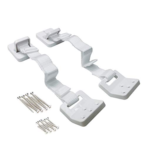 Little Chicks Anti-Tip Hinged Furniture Baby Safety Wall Anchors, Adjustable Strap & Maximum Strength Security - 2 Pack