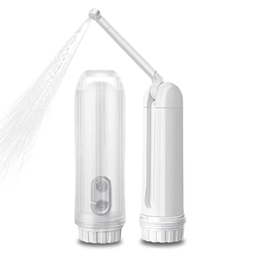 Portable Bidet - Mini Foldable Handheld Personal Travel Bidet with 2 Pressure Options Electric Sprayer Toilet for Personal Hygiene Cleaning/with Detachable Nozzle 140ml Capacity 180 Degree Rotationfor(White)