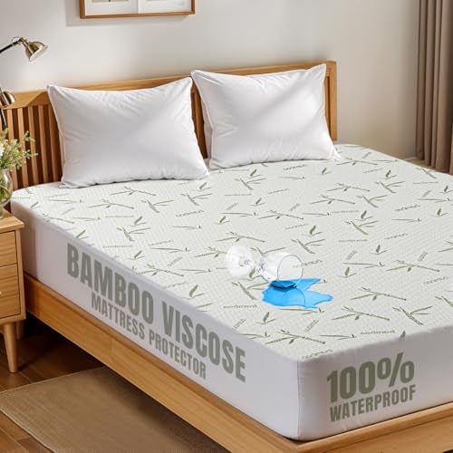 (Full) - Waterproof Bamboo Mattress Protector - Hypoallergenic Fitted Mattress Cover - Breathable Cool Flow Technology - Vinyl Free (Full) - by Utopia Bedding