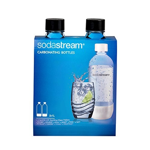 SodaStream 1100958011 1-Liter Carbonating Bottle, Black, 2-Pack