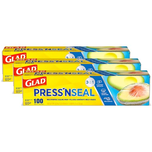 Glad Press'n Seal Plastic Food Wrap - 100 Square Foot Roll - 3 Pack