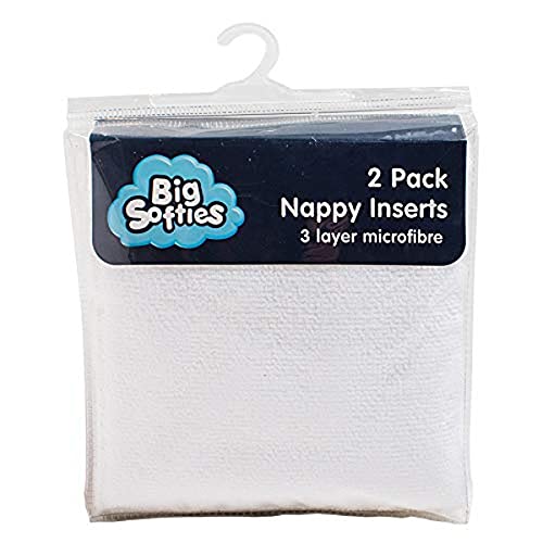 Big Softies Microfiber Nappy Insert 2 Piece Set, White, 2 Count