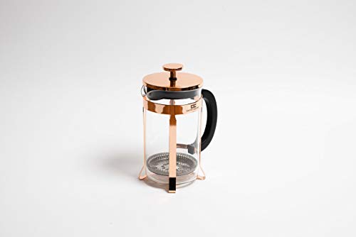 Coffee Culture French Press Coffee Maker - 600ml (2-3 Cup) Rose Gold Stainless Steel & Borosilicate Glass Tea & Coffee Plunger - Heat Resistant Design for Home & Office