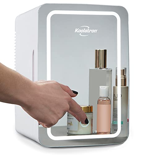 Koolatron Skincare Mini Fridge, 6 Liter 220v Ac/ 12v Dc Portable Beauty Fridge, Makeup Mirror Fridge, Cosmetic Fridge, Cooler for Car, Face Mask, Bedroom, Home, Travel, Hotel, Dorm, Office, Led Design