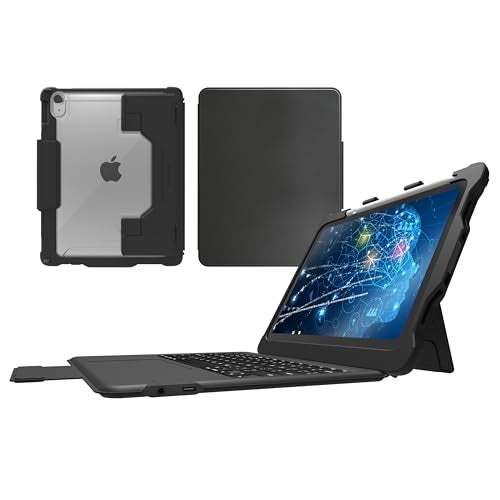 STM Goods Dux Keyboard Trackpad USB-C for iPad 10th, USB-C Connected Keyboard - Rugged, Rubberized Drop Protection - Integrated Trackpad, Storage for Apple Pencil Gen 1 or Logitech Crayon - Black