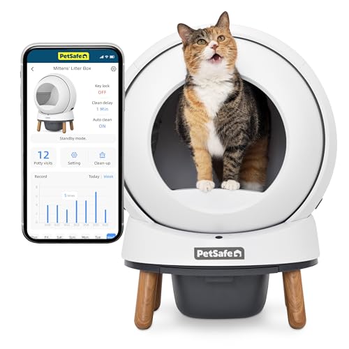 PetSafe ScoopFree SmartSpin Self-Cleaning Litter Box – Advanced Odour Control – App Controlled with Health Monitoring – Works with Any Litter – Up to 2 Weeks of Hands-Free Cleaning