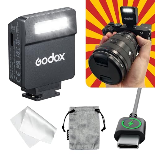 Godox IM22 Mini Camera Manual Rechargeable Flash, Taller Profile Reduces Lens Shadow, 440 Pops, 5 Power Levels, 3S Recycle, Godox Flash for Sony zve10/Sony zv1/Sony a7iii/Ricoh gr3/Fujifilm f1 etc