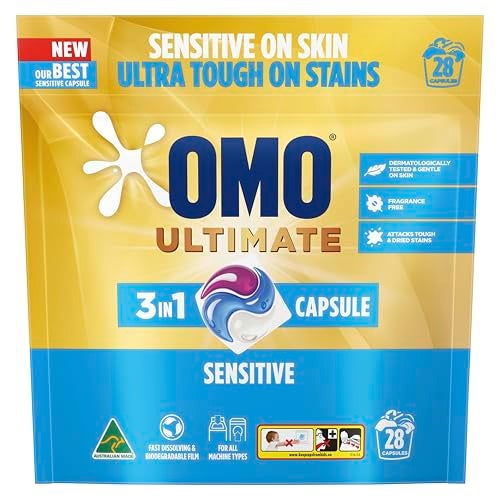 OMO Ultimate Sensitive 3 in 1 Laundry Capsules, 28 Washes