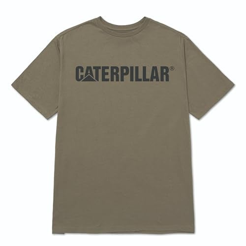 CAT Men's Caterpillar Logo Tee, Dusty Olive/Black, Small