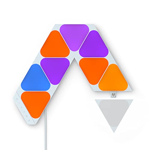 Nanoleaf Shapes WiFi and Thread Smart RGBW 16M+ Colour LED Dimmable Gaming and Home Decor Wall Lights Smarter Kits (Mini Triangles Smarter Kit (9 Pack))