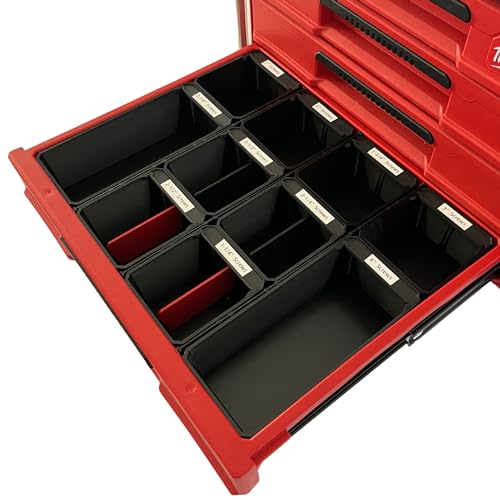 Pro Bins by Pro Home Products - Compatible with Milwaukee Packout 4-Drawer System - With label tabs (Size Large - 2 pack)