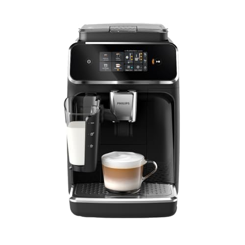 Philips Series 2300 Fully Automatic Espresso Machine - 4 Hot Drinks, Fast Clean, 40% Quieter SilentBrew, Aquaclean Filter, New 2025 Model, Glossy Black (EP2331/30)