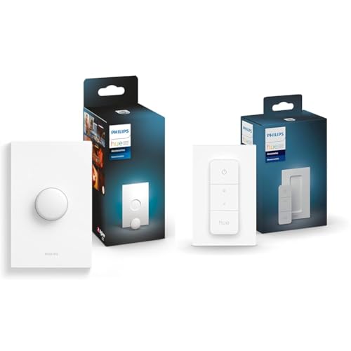 Philips Hue Simple Control Kit - Smart Button & Dimmer Switch v2 - Customizable Wireless Lighting Remote Bundle