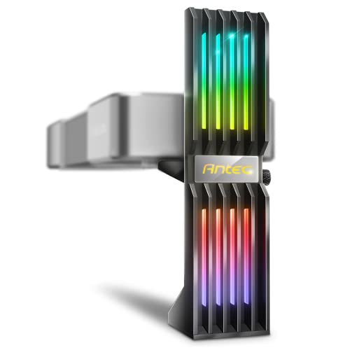 Antec RGB GPU Support Bracket with Graphics Card Holder and Addressable RGB 5V 3PIN RGB Connector, Black