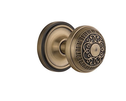 Nostalgic Warehouse 701957 Classic Rosette Privacy Egg & Dart Door Knob in Antique Brass,Backset Size: 6.0325 cm