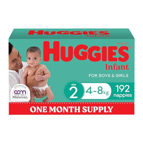 Huggies Skin Protect Infant Nappies Size 2 (4-8kg) 192 Count - One Month Supply (Packaging May Vary)