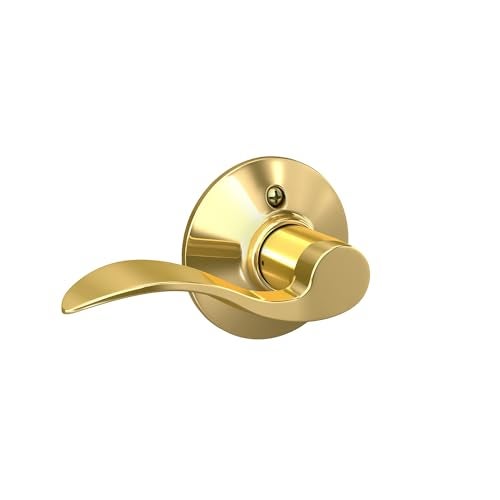 Accent Left Handed Lever Non-Turning Lock, Bright Brass (F170 Acc 605 LH)