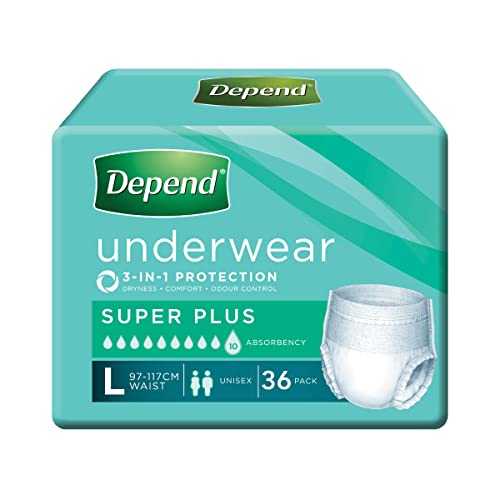 Depend Incontinence Underwear Unisex Super Large 36 Count (4 x 9 Pack) - Packaging May Vary