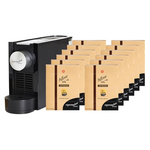 Espressotoria Piccolo Coffee Capsule Machine Bundle - Includes 144 Vittoria Espresso Blend Coffee pods