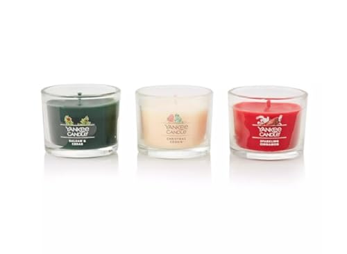 Yankee Candle Set of 3 Mini Candles - Balsam & Cedar, Christmas Cookie, Sparkling Cinnamon