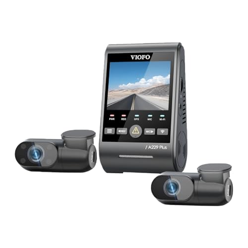 VIOFO A229 Plus 3 Channel Dash Cam, Dual STARVIS 2 Sensors, 3-Channel HDR, 1440P+1440P+1080P Front Inside and Rear Car Camera, 5GHz Wi-Fi, Voice Control, Ultra-Precise GPS, 24 Hours Parking Mode