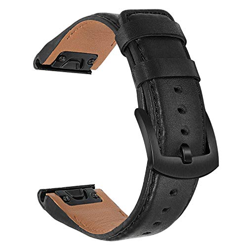 TRUMiRR Replacement for Garmin Instinct 2 E 3 Solar 45 mm/Fenix 7 Sapphire Solar/6 Pro/5 Plus/Tactix 8 47 mm Bracelet, 22 mm Quick Release Easy Fit Leather Watch Strap for Forerunner 955 945/Epix Gen