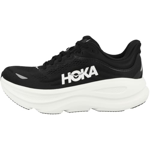 Hoka Women's Bondi 9 Sneaker, Black White, 8.5 AU