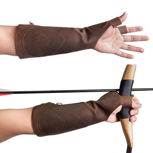 Leather Archery Arm Guard for Men, Women & Youth, Protective Bracer, Full Grain Leather Forearm Protection, Wrist Arm Bracer for Archers, Durable Bow Archery Sleeve Arm Guards