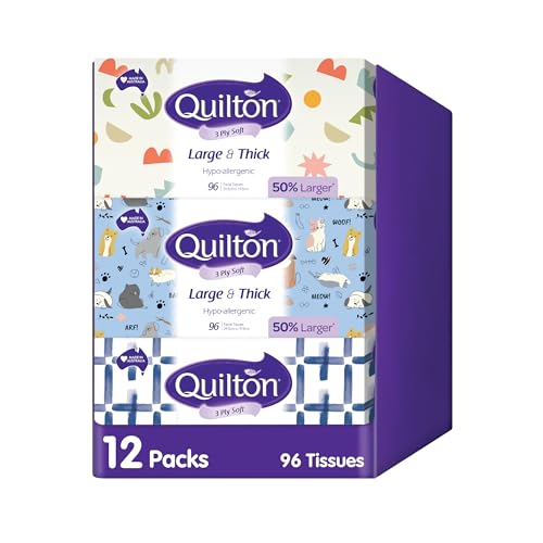 Quilton 3-Ply Large & Thick Facial Tissue 12 Boxes