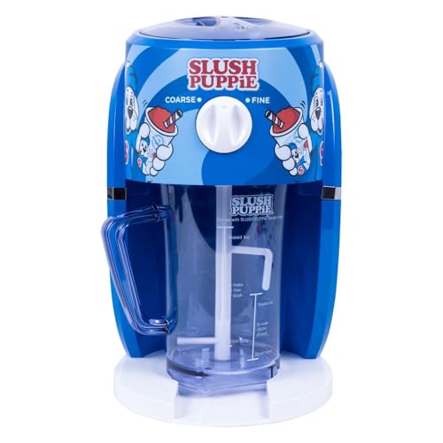 Slush Puppie Snow Cone Maker - 1L Slushie Machine, Officially Licensed, Includes 4 Paper Cups & Straws, Adjustable Ice Texture for Fine or Coarse Slush, Fun for Parties & Hot Summer Days
